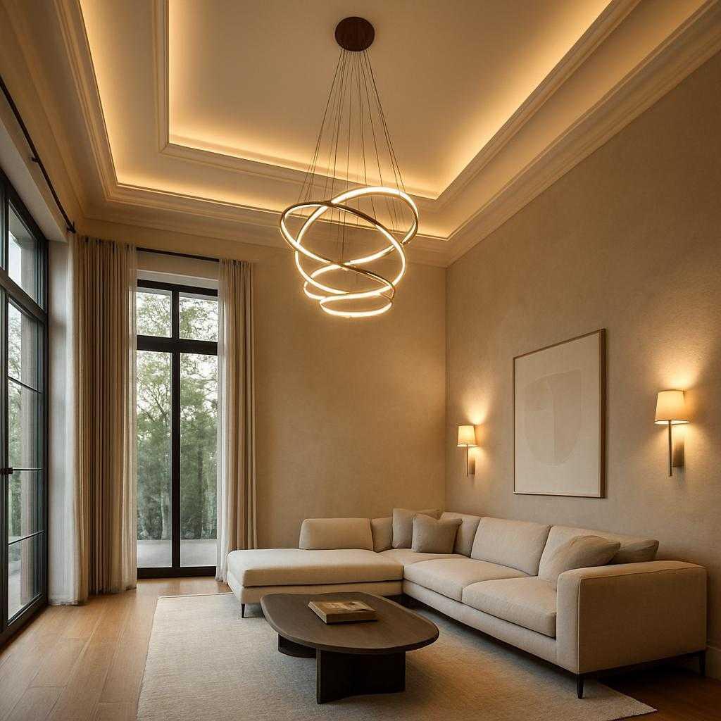תאורה לתקרה גבוהה בסלון | מדריך מקיף לתכנון ובחירה נכונה